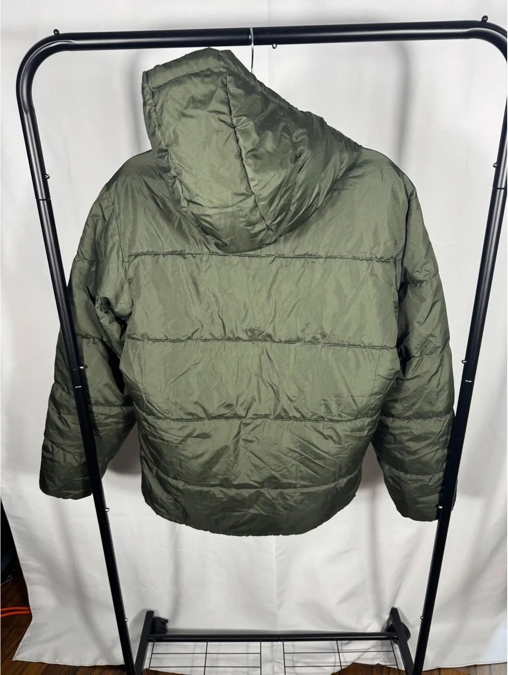 U.S. Polo Assn. Men's Olive Green Puffer Jacket with Hood, Medium